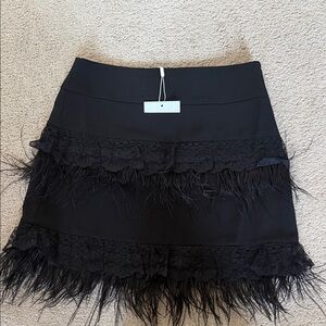 Endless Rose Black Lace and Feather Mini Skirt